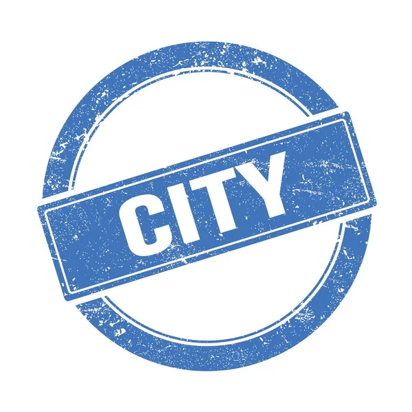 Tekst City Niebieski Grungy Okrągły Znaczek Vintage — Zdjęcie stockowe