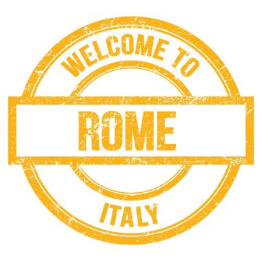 Roma 'ya Hoş Geldiniz - İtalya, sarı yuvarlak pulla yazılmış kelimeler