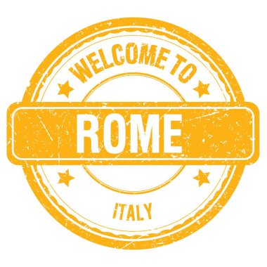 Roma 'ya Hoş Geldiniz - İtalya, sarı kirli damgada yazılı kelimeler