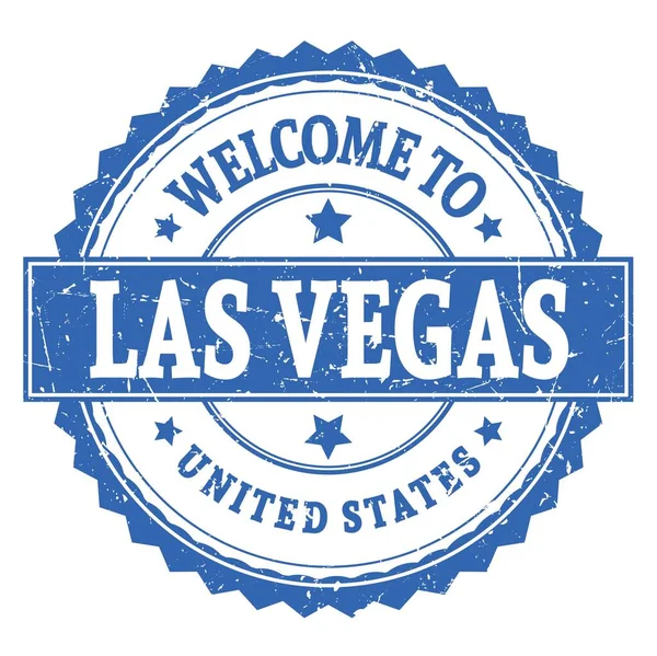 Willkommen Las Vegas Vereinigte Staaten Worte Auf Hellblauer Runder Zick — Stockfoto