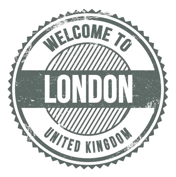 Καλώς Ήρθατε Στο Λονδίνο Ηνωμενο Βασιλειο Λέξεις Γραμμένες Γκρι Ζιγκ — Φωτογραφία Αρχείου