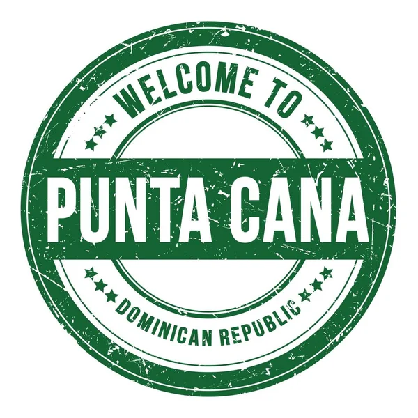 Bienvenidos Punta Cana República Dominicana Palabras Escritas Verde Redondo Sello —  Fotos de Stock