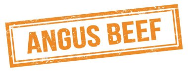 Turuncu grungy vintage dikdörtgen damgalı ANGUS BeEF metni.