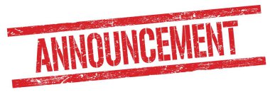 Kırmızı grungy dikdörtgen damga işareti üzerinde ANNCEMENT metin.