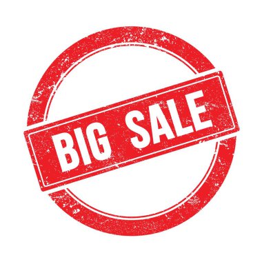 Kırmızı grungy yuvarlak vintage pullu BIG satış metni.