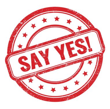 Evet de! Kırmızı grungy vintage lastik damga üzerine metin.