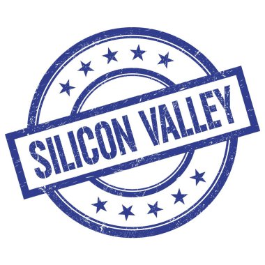 SILICON VALLEY mavi yuvarlak vintage kauçuk damga üzerine yazılmış metin.
