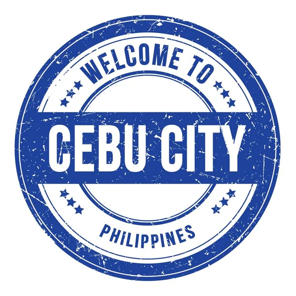 Cebu City Hoşgeldiniz Nler Mavi Yuvarlak Bozuk Para Damgası Üzerine — Stok fotoğraf
