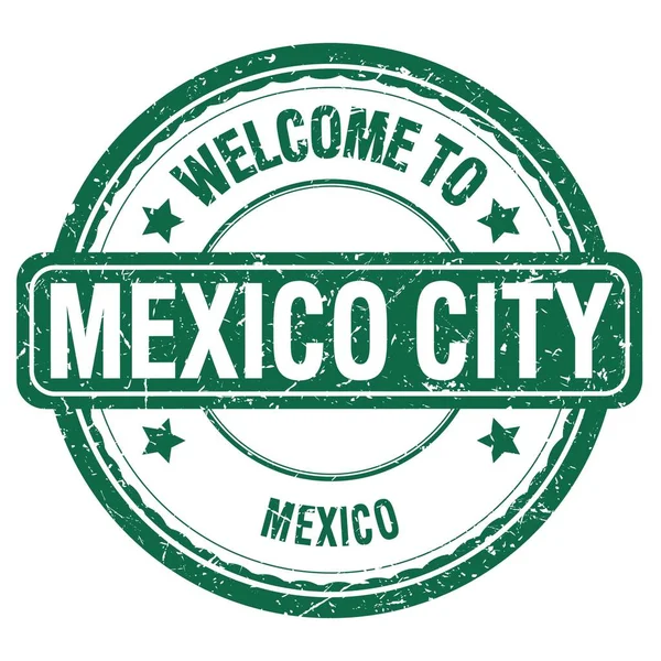 Welcome Mexico City Mexico Words Written Green Grungy Stamp — Stock Photo, Image