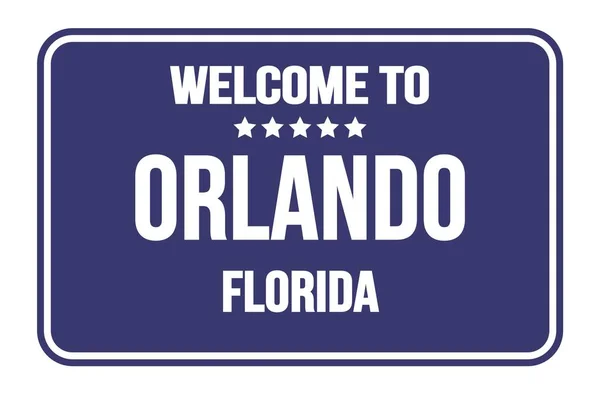 Καλώς Ήρθατε Στο Orlando Florida Μπλε Ορθογώνιο Δρόμο Σήμανση — Φωτογραφία Αρχείου