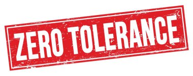 ZERO TOLERANCE kırmızı grungy dikdörtgen mühür işareti üzerinde metin.