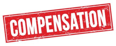 Kırmızı grungy dikdörtgen damga işareti üzerinde COMPENSATION metin.