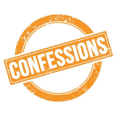 Turuncu grungy yuvarlak vintage pullu itiraf metni.