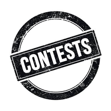 CONTESTS 'in siyah grungy round vintage pulu üzerine metni.