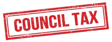 Kırmızı grungy vintage dikdörtgen damgalı COUNCIL Vergi metni.