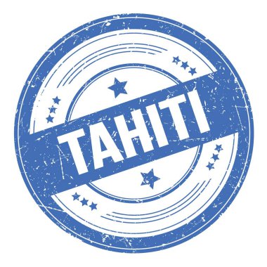 Mavi yuvarlak grungy doku damgası üzerine TAHITI metni.
