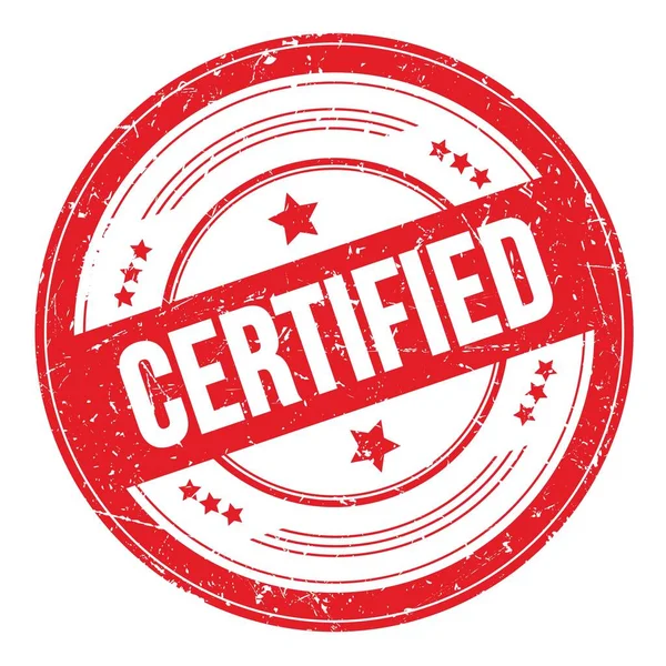 Kırmızı yuvarlak grungy desen damgası üzerine CERTIFIED metin.