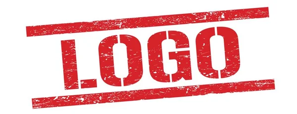 Logo Texto Rojo Grungy Rectángulo Sello Signo —  Fotos de Stock