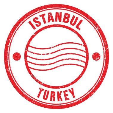 ISTANBUL - TURKEY, kırmızı yuvarlak posta pulu üzerine yazılmış kelimeler