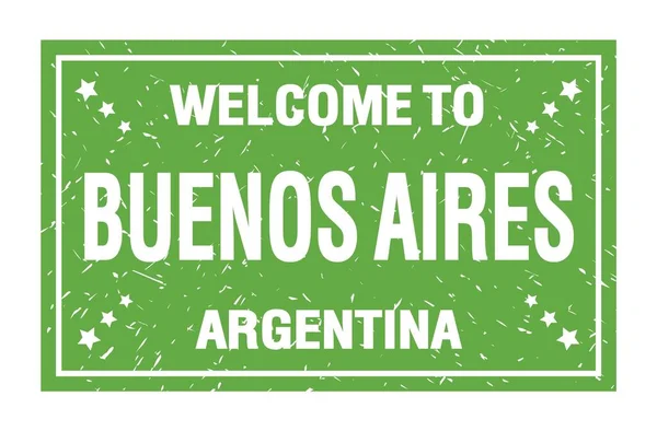 Welcome Buenos Aires Argentina Words Written Green Rectangle Flag Stamp — Stock Photo, Image