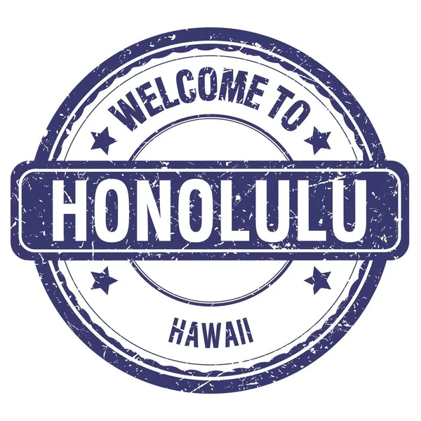 Welkom Honolulu Hawaii Woorden Geschreven Blauwe Grungy Stempel — Stockfoto