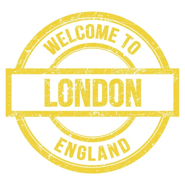 Welcome London Russian Words Written Yellow Simple Stamp — стоковое фото