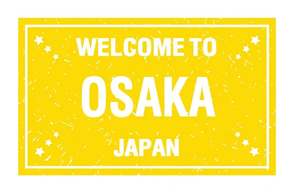 Велькомі Осака Японії Слова Написані Жовтій Марці Прямокутника — стокове фото
