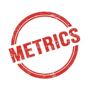 Kırmızı grungy vintage yuvarlak pul üzerine yazılmış METRICS metni.