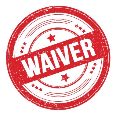 Kırmızı yuvarlak grungy desen damgası üzerinde WAIVER metin.