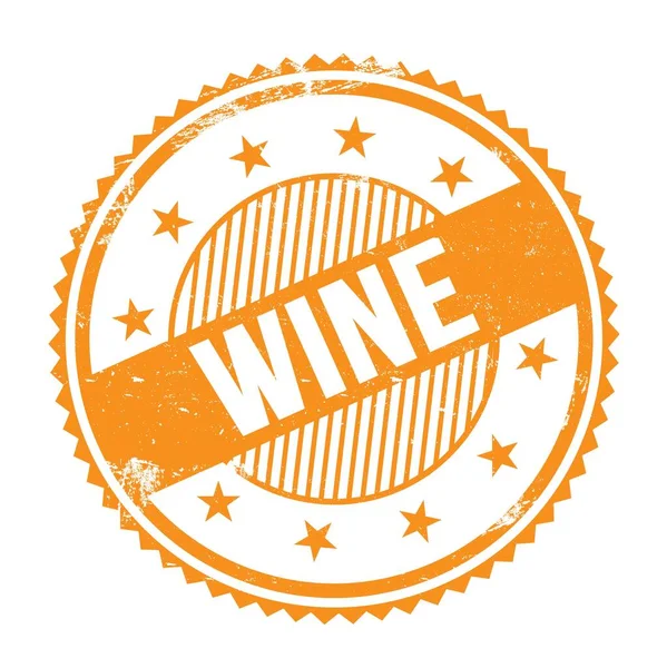 Wine Text Written Orange Grungy Zig Zag Borders Stamp — Stock Photo, Image