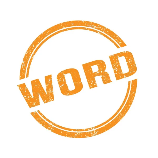 Word Text Skriven Orange Grungy Vintage Runda Stämpel — Stockfoto