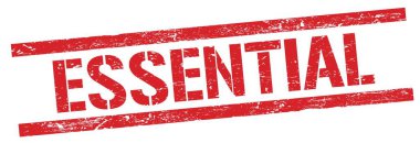 Kırmızı grungy dikdörtgen damga işareti üzerinde ESSENTIAL metin.