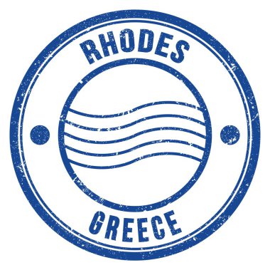 RHODES - GREECE, hafif bue yuvarlak posta damgası üzerine yazılmış kelimeler