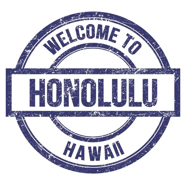 Welkom Honolulu Hawaii Woorden Geschreven Blauwe Ronde Eenvoudige Stempel — Stockfoto