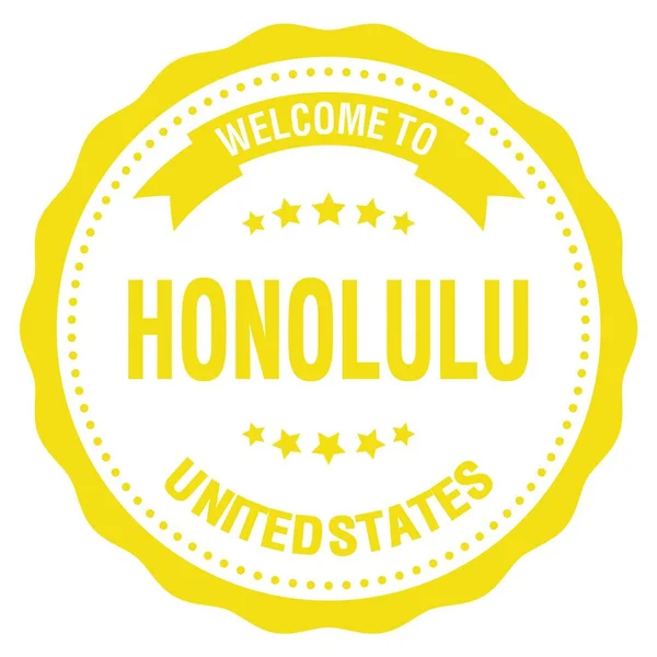 Welkom Naar Honolulu Verenigde Staten Woorden Geschreven Gele Ronde Badge — Stockfoto