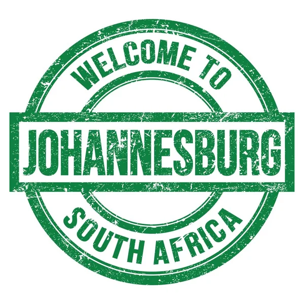 Bienvenue Johannesburg Afrique Sud Mots Écrits Sur Timbre Vert Rond — Photo