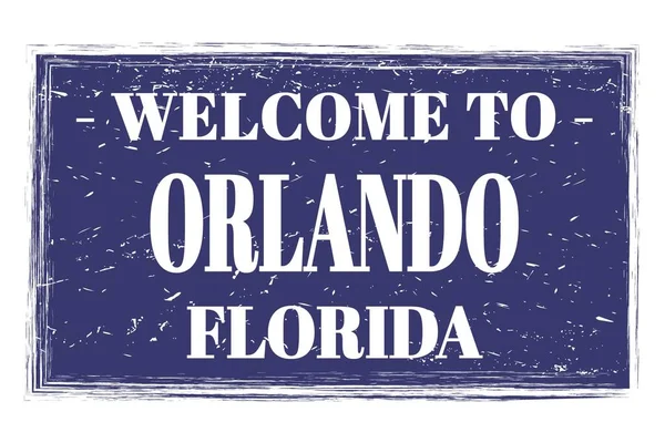 Üdvözöljük Orlando Florida Szavak Írva Kék Téglalap Post Bélyegző — Stock Fotó