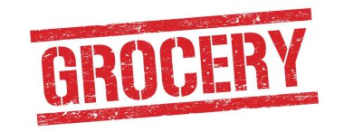 Kırmızı grungy dikdörtgen mühür işareti üzerinde GROCERY metin.