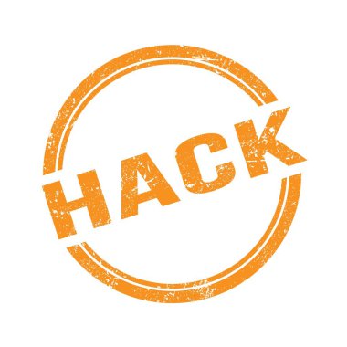 Turuncu grungy vintage yuvarlak damgalı haCK metni.
