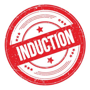 Kırmızı yuvarlak grungy doku damgası üzerine INDUCTION metni.