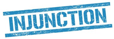Mavi grungy dikdörtgen damga işareti üzerinde INJUNCTION metin.