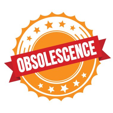 Kırmızı turuncu rozet damgalı OBSOLESANCE metni.