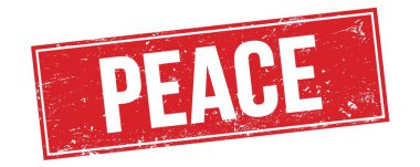 Kırmızı grungy dikdörtgen damga işareti üzerinde PEACE metin.