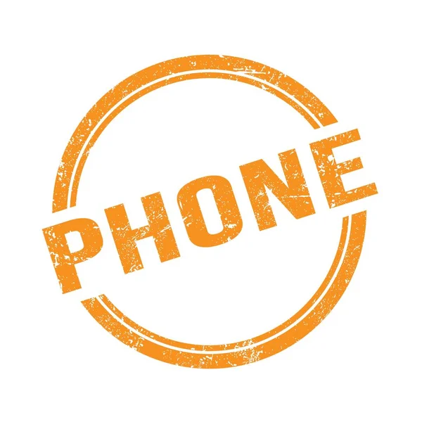 Téléphone Texte Écrit Sur Timbre Rond Vintage Grungy Orange — Photo