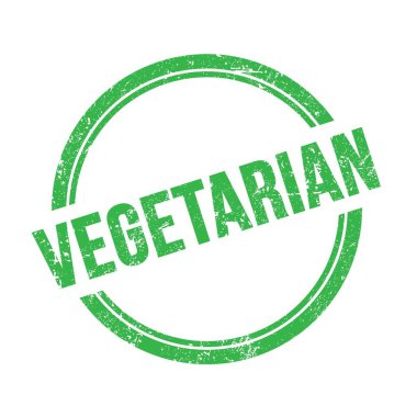 Yeşil grungy vintage yuvarlak pul üzerine yazılmış VEGETARIAN metin.