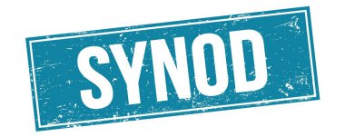 Mavi grungy dikdörtgen damga işareti üzerindeki SYNOD metni.