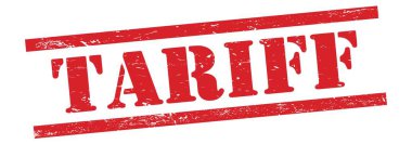 TARIFF metin üzerinde kırmızı grungy vintage kauçuk damga.