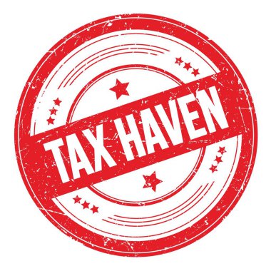 Kırmızı yuvarlak grungy desen damgalı Vergi HAVEN metni.