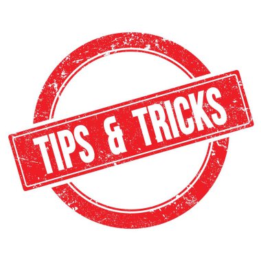 TIPS & TRICKS kırmızı grungy yuvarlak vintage pul metni.