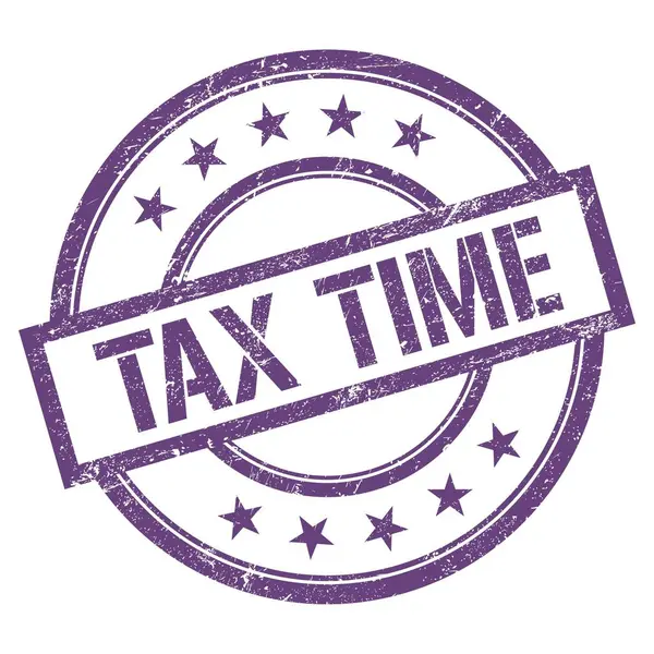 Текст Tax Time Написаний Фіолетовому Фіолетовому Круглому Вінтажному Гумовому Штампі — стокове фото